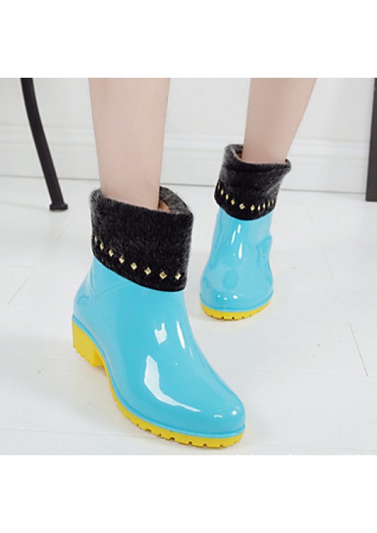 Women's Spring / Summer / Fall / Winter Rain Boots PVC Outdoor Low Heel Black / Blue / Pink