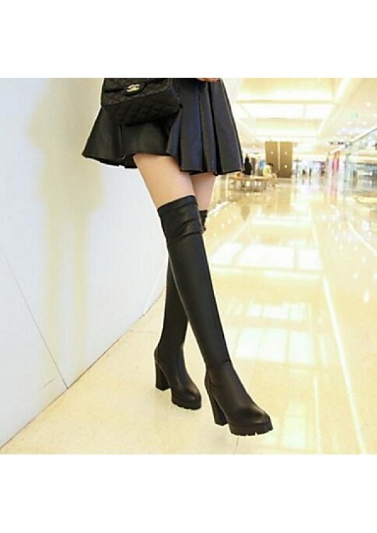 Women's Boots Spring / Fall / Winter Fashion Boots Leather Outdoor Chunky Heel Others Black Others