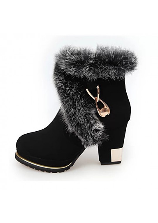 Women's Boots Fall / Winter Snow Boots / Fashion Boots Leather Outdoor / Casual Chunky Heel Zipper