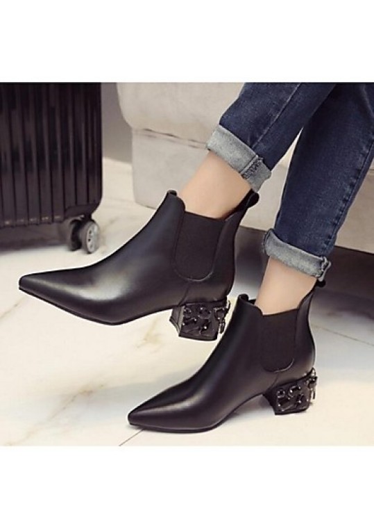 Women's Boots Spring / Fall / Winter Combat Boots Leather Outdoor Chunky Heel Others Black Others