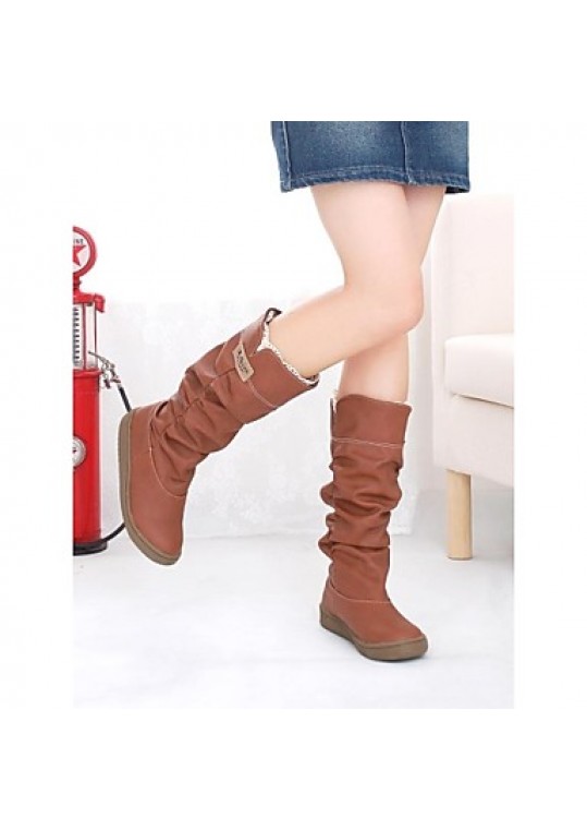 Women's Fall / Winter Fashion Boots Leatherette Dress Platform Black / Brown / Yellow / Pink / White