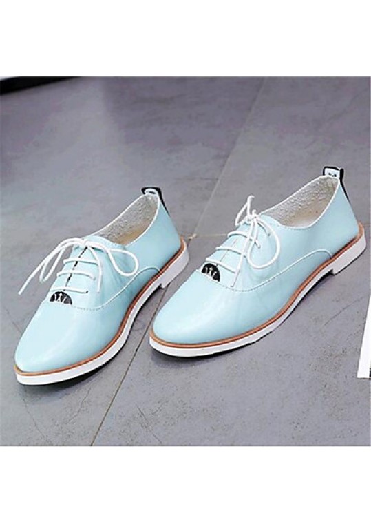 Women's Spring / Fall Comfort Leatherette Outdoor / Casual Flat Heel Lace-up Black / Blue / White