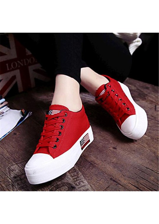 Women's Shoes Canvas Platform Comfort Fashion Sneakers Outdoor / Casual Black / Blue / Red / White