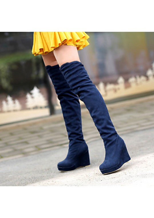 Women's Boots Spring / Fall / Winter Wedges / Fashion Boots Leatherette Outdoor / Casual Wedge Heel / Blue