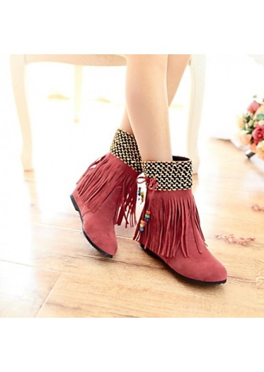 Women's Spring / Fall / Winter Round Toe Leatherette Casual Flat Heel Tassel Black / Brown / Yellow / Pink