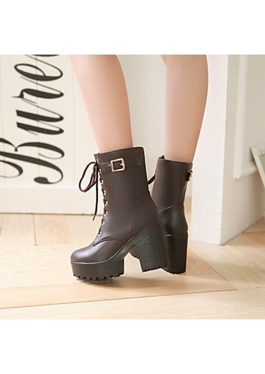 Women's Shoes Leatherette Chunky Heel Platform / Riding Boots Boots Outdoor / Office & Career / Casual