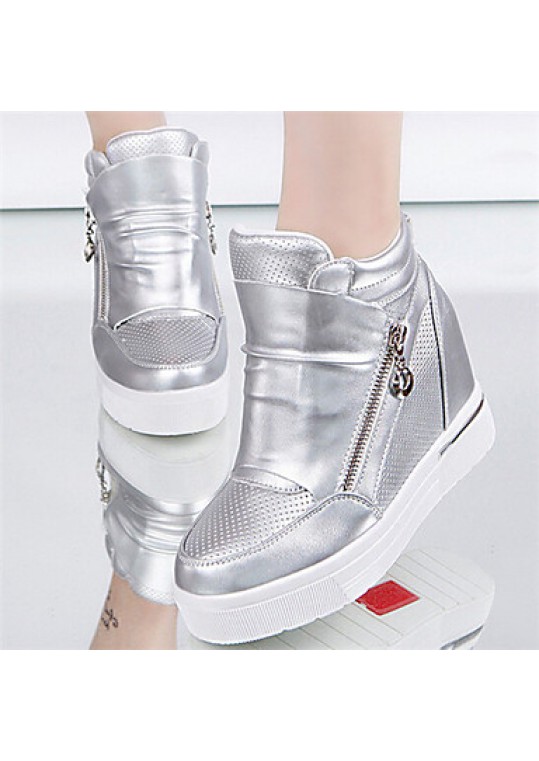 Women's ShoesFlat Heel Round Toe Fashion Sneakers Casual Black/White/Silver