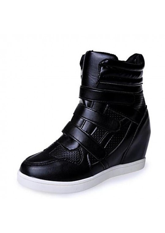 Women's Sneakers Spring / Fall Wedges Leatherette Outdoor / Casual Wedge Heel Buckle Black / White Others