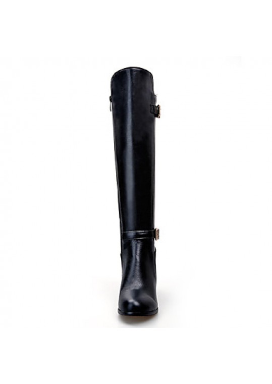 Women's Shoes Chunky Heel Riding Boots/Round Toe Boots Dress Black/White