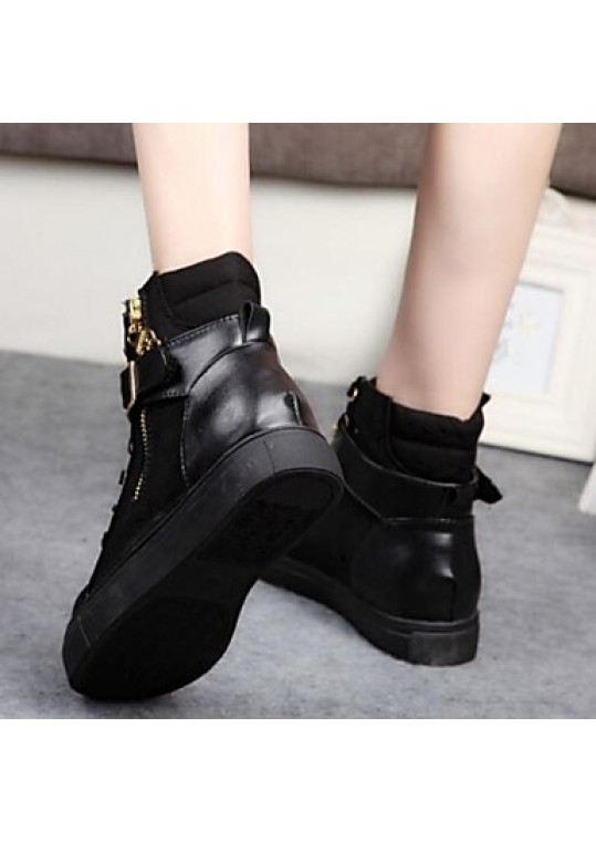 Women's Spring / Fall Canvas Casual Flat Heel Buckle / Zipper / Lace-up Black / Blue / White