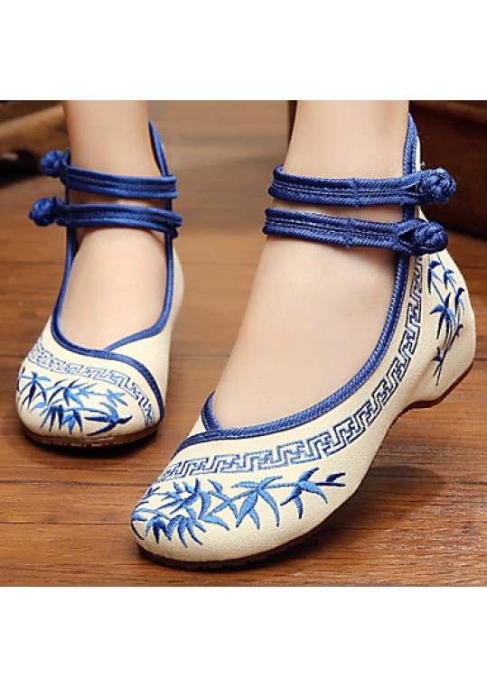 Women's Shoes Canvas Spring / Summer / Fall Mary Jane / Comfort Flats Casual Flat Heel Buckle / Flower Blue / Green