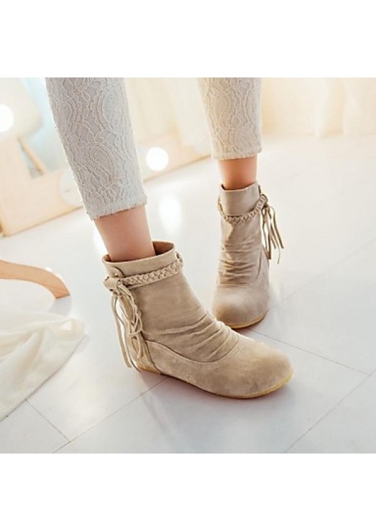 Women's Fall / Winter Round Toe / Fashion Boots Dress Flat Heel Tassel Black / Brown / Yellow / Beige