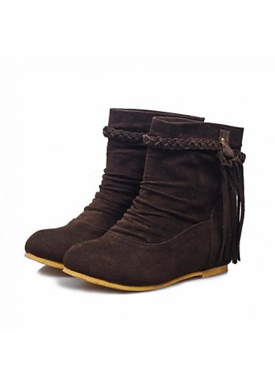 Women's Fall / Winter Round Toe / Fashion Boots Dress Flat Heel Tassel Black / Brown / Yellow / Beige