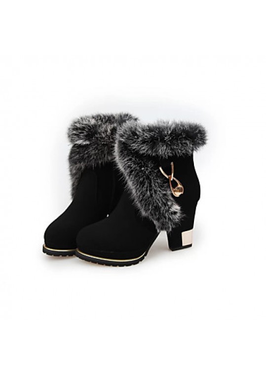 Women's Boots Fall / Winter Snow Boots / Fashion Boots Leather Outdoor / Casual Chunky Heel Zipper