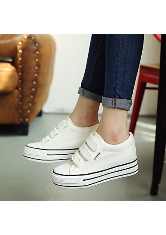 Women's Sneakers/ Comfort/Flats Canvas Athletic/Casual Flat Heel Lace-up Black/Blue/White Walking