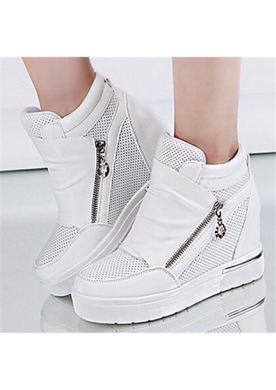 Women's ShoesFlat Heel Round Toe Fashion Sneakers Casual Black/White/Silver