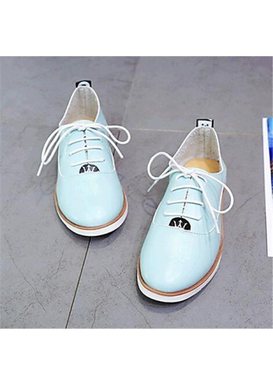 Women's Spring / Fall Comfort Leatherette Outdoor / Casual Flat Heel Lace-up Black / Blue / White