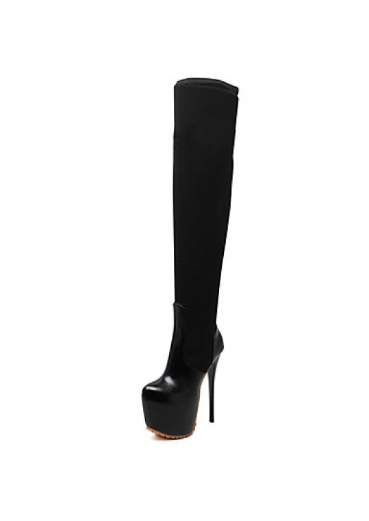 Women's Boots Spring/Fall /Winter Fashion Boots Synthetic Party & Evening / Casual Stiletto Heel Black Snow Boots