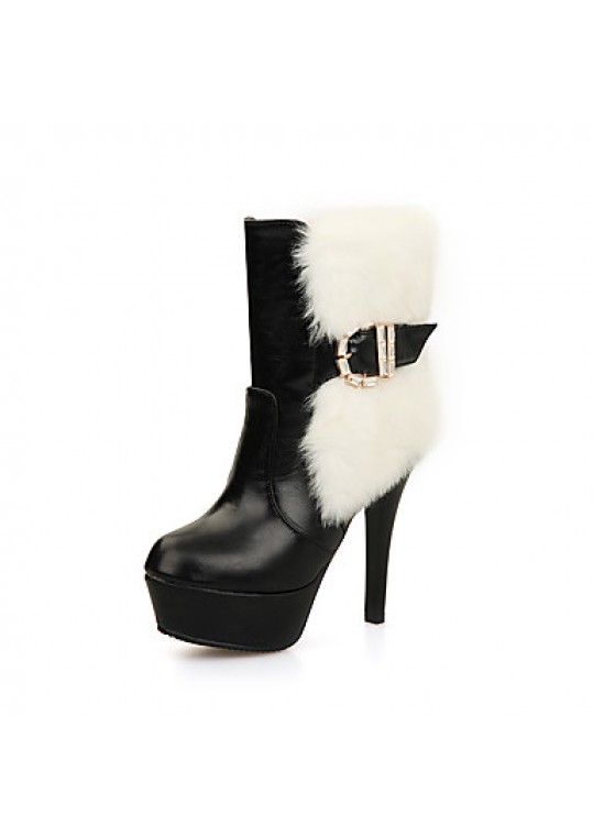 Women's Boots Fall / Winter Fashion BootsCasual Stiletto Heel Fur Black / White Others