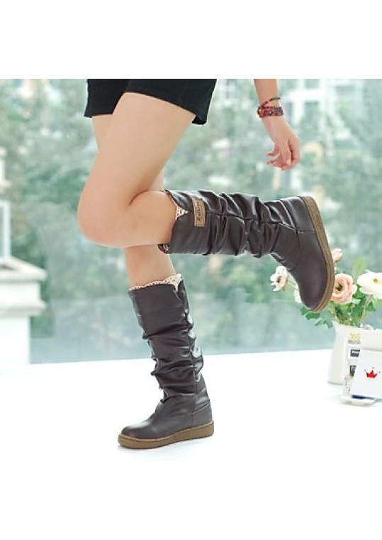 Women's Fall / Winter Fashion Boots Leatherette Dress Platform Black / Brown / Yellow / Pink / White