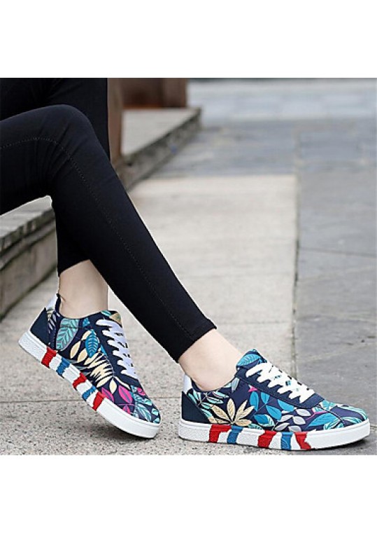 Women's Sneakers Spring / Fall Comfort Canvas Outdoor / Athletic / Casual Flat Heel Lace-up Black / Blue / Red Sneaker