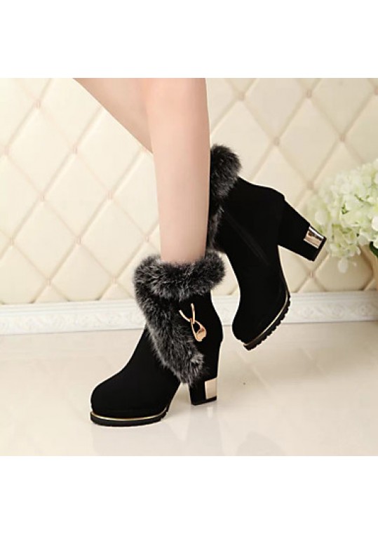 Women's Boots Fall / Winter Snow Boots / Fashion Boots Leather Outdoor / Casual Chunky Heel Zipper