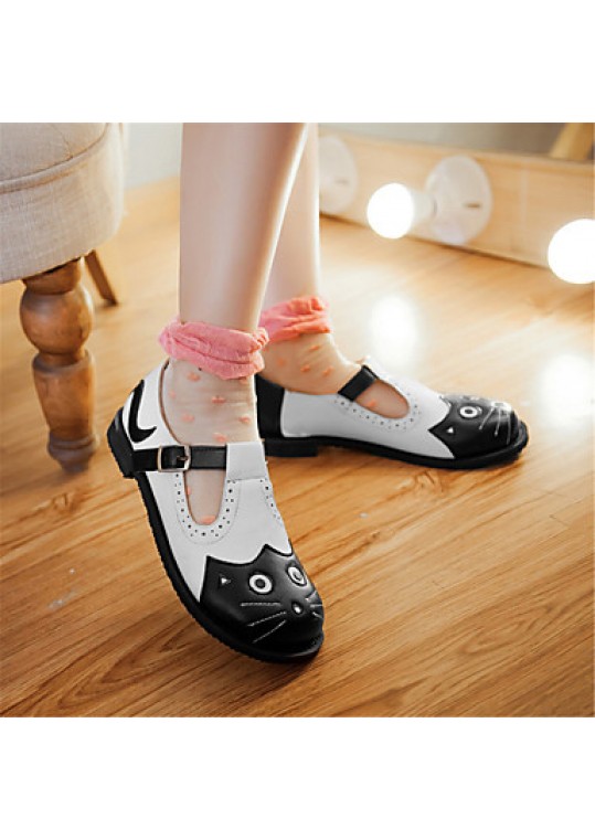 Women's Spring / Summer / Fall / Winter Round Toe Leatherette Outdoor / Dress / Casual Flat Heel Black