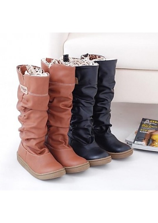 Women's Fall / Winter Fashion Boots Leatherette Dress Platform Black / Brown / Yellow / Pink / White