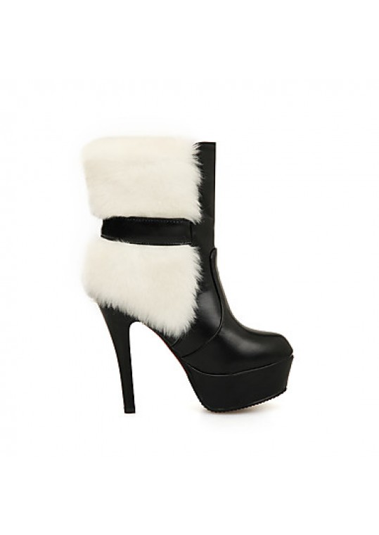 Women's Boots Fall / Winter Fashion BootsCasual Stiletto Heel Fur Black / White Others